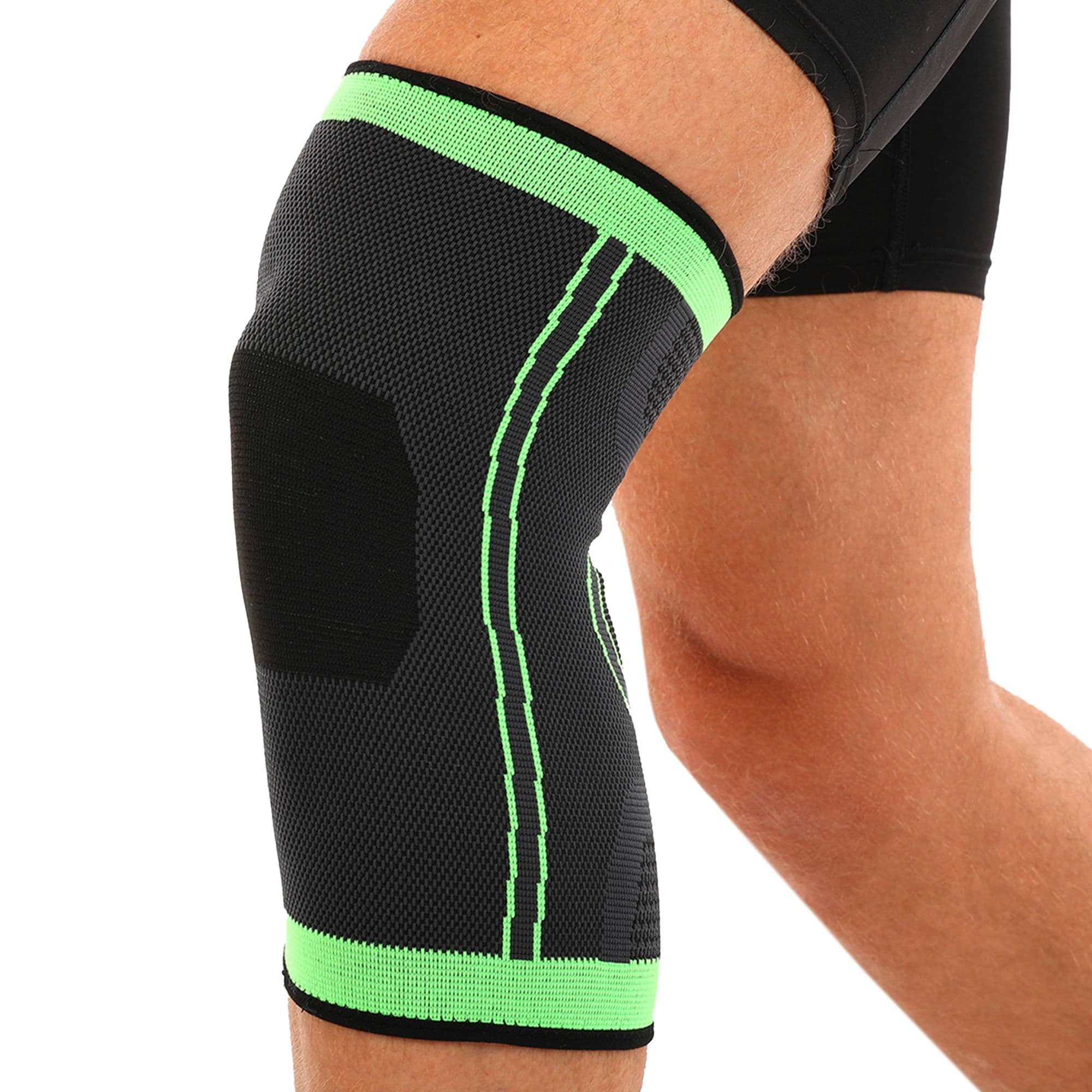 Наколінник спортивний еластичний компресійний SP-Sport ST-2501 S-XL 1шт сірий-салатовий