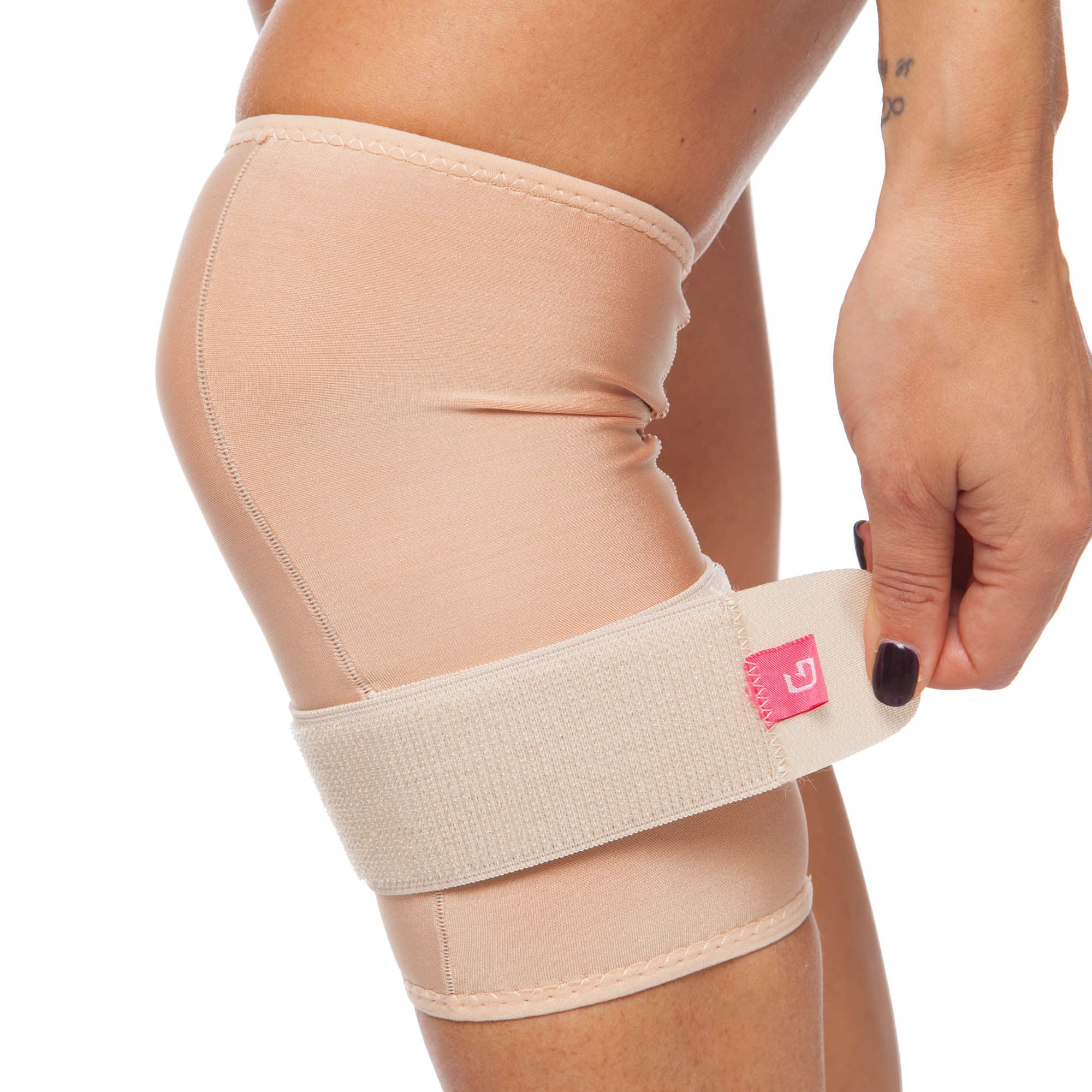 Наколінник спортивний еластичний компресійний з фіксуючим ременем GRANDE GS-440 S-XL 1шт бежевий