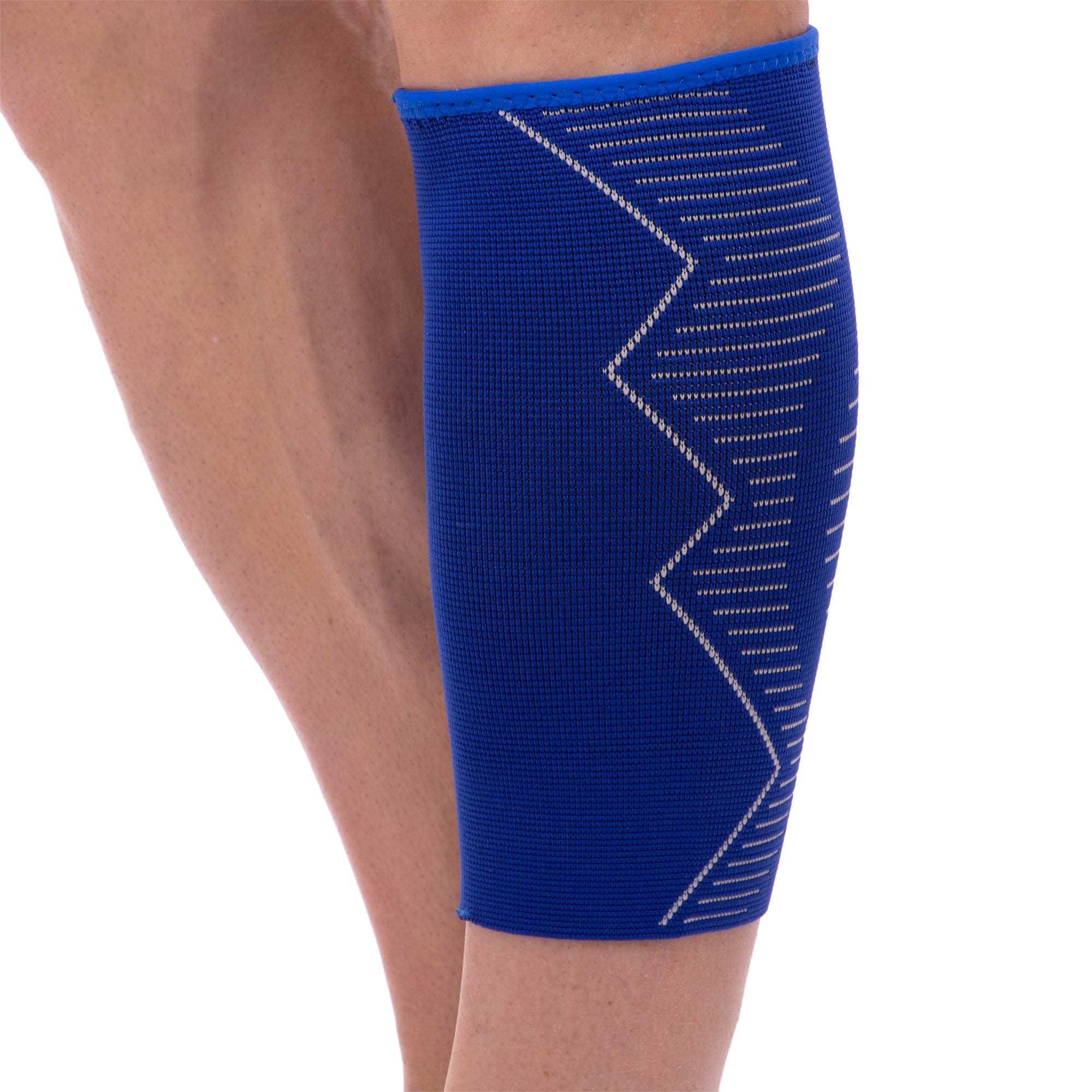 Фіксатор м'язів гомілки спортивний компресійний 1штука SIBOTE ST-7031 S-XL синій