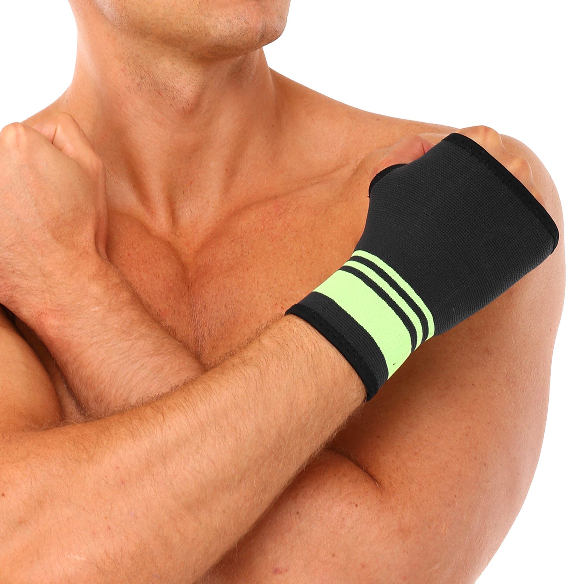 Фіксатор зап'ястя еластичний спортивний SIBOTE ST-1015-G S-XL 1шт чорний-салатовий