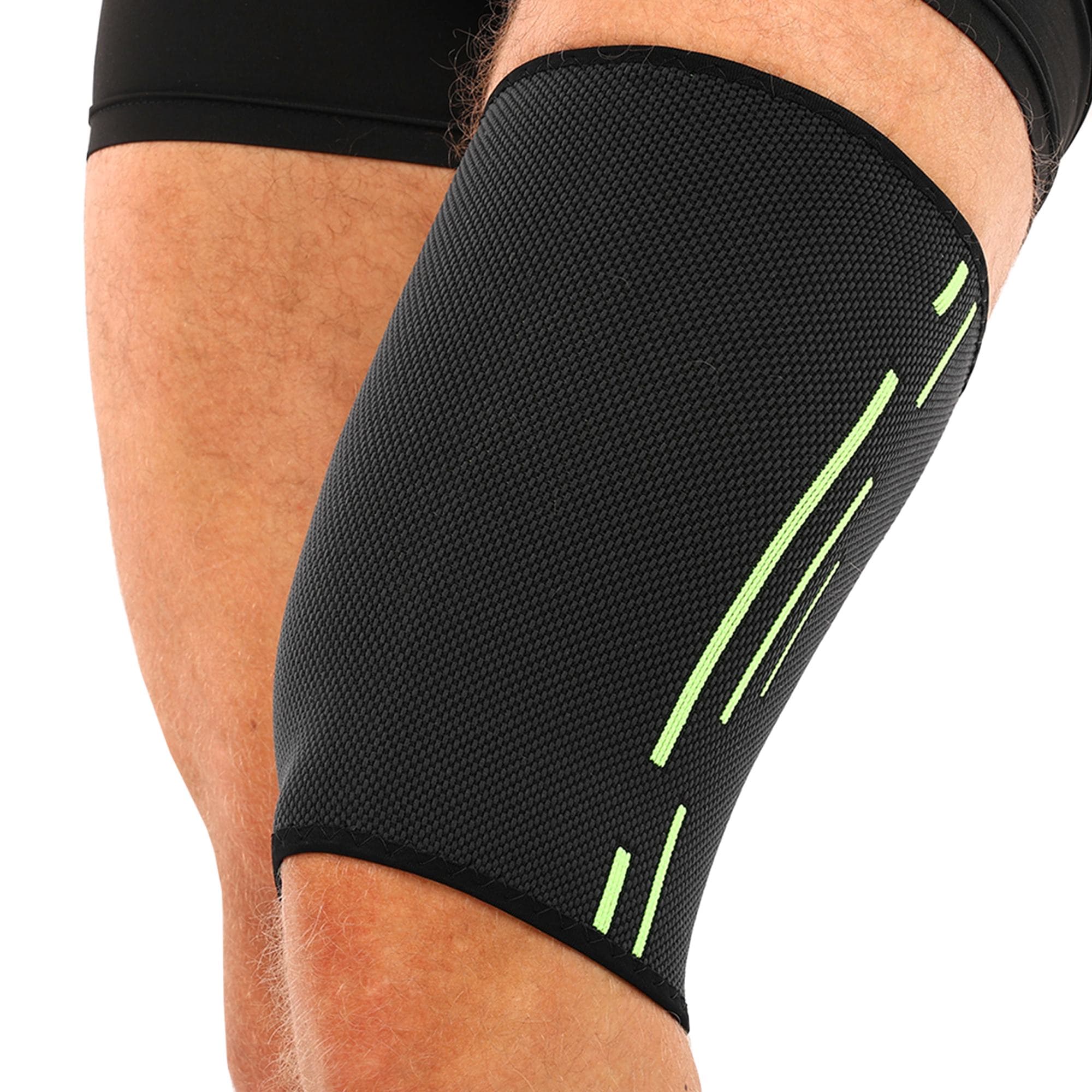 Бандаж на стегно компресійний для підтримки м'язів SIBOTE ST-1013-G S-XL 1шт сірий-салатовий