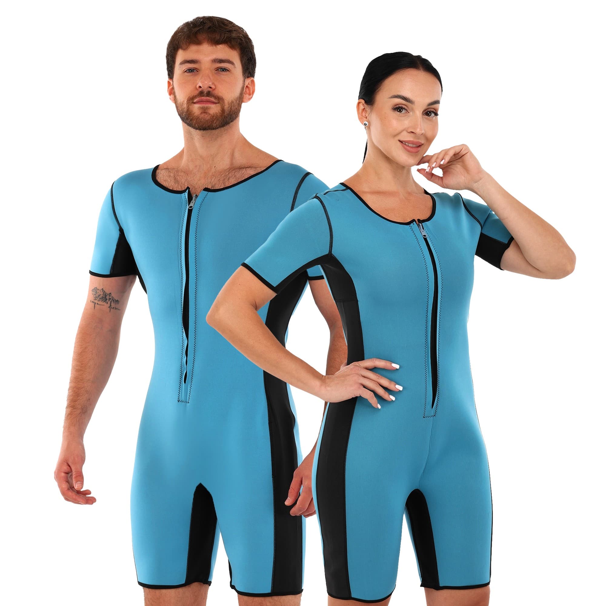 Комбінезон для схуднення з ефектом сауни SIBOTE ST-2081 M-4XL чорний-бірюзовий