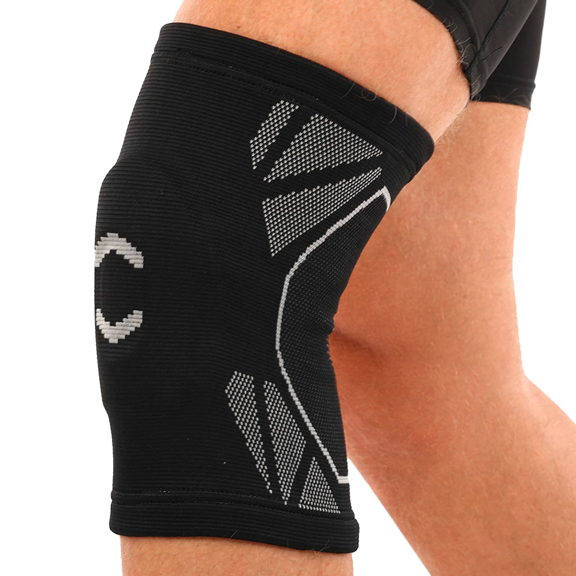 Наколінник еластичний з ребрами жорсткості та силіконовим пателярним кільцем SP-Sport ST-2592 M-XL 1шт чорний-сірий