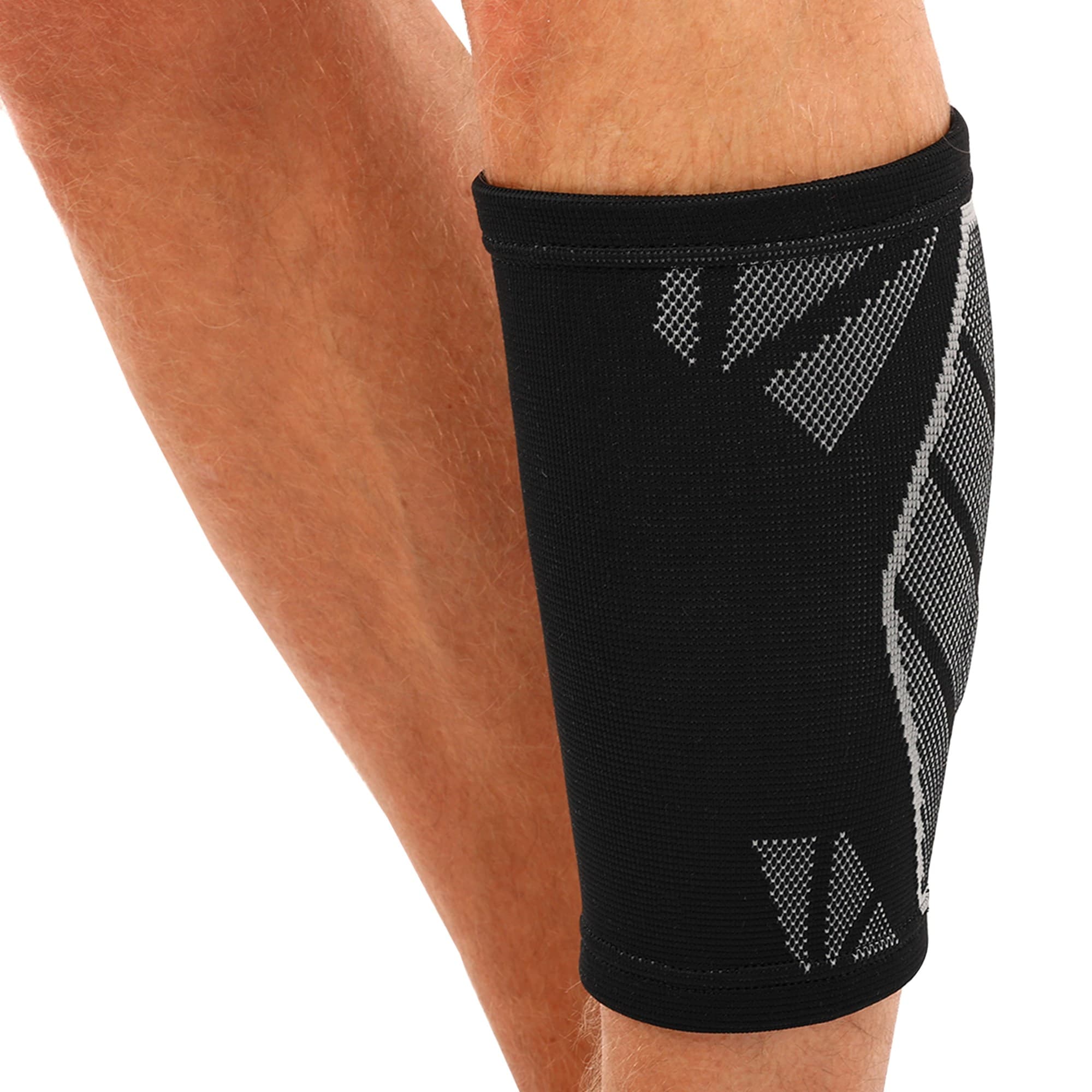 Фіксатор м'язів гомілки спортивний компресійний 1штука SIBOTE ST-2594 M-XL чорний-сірий