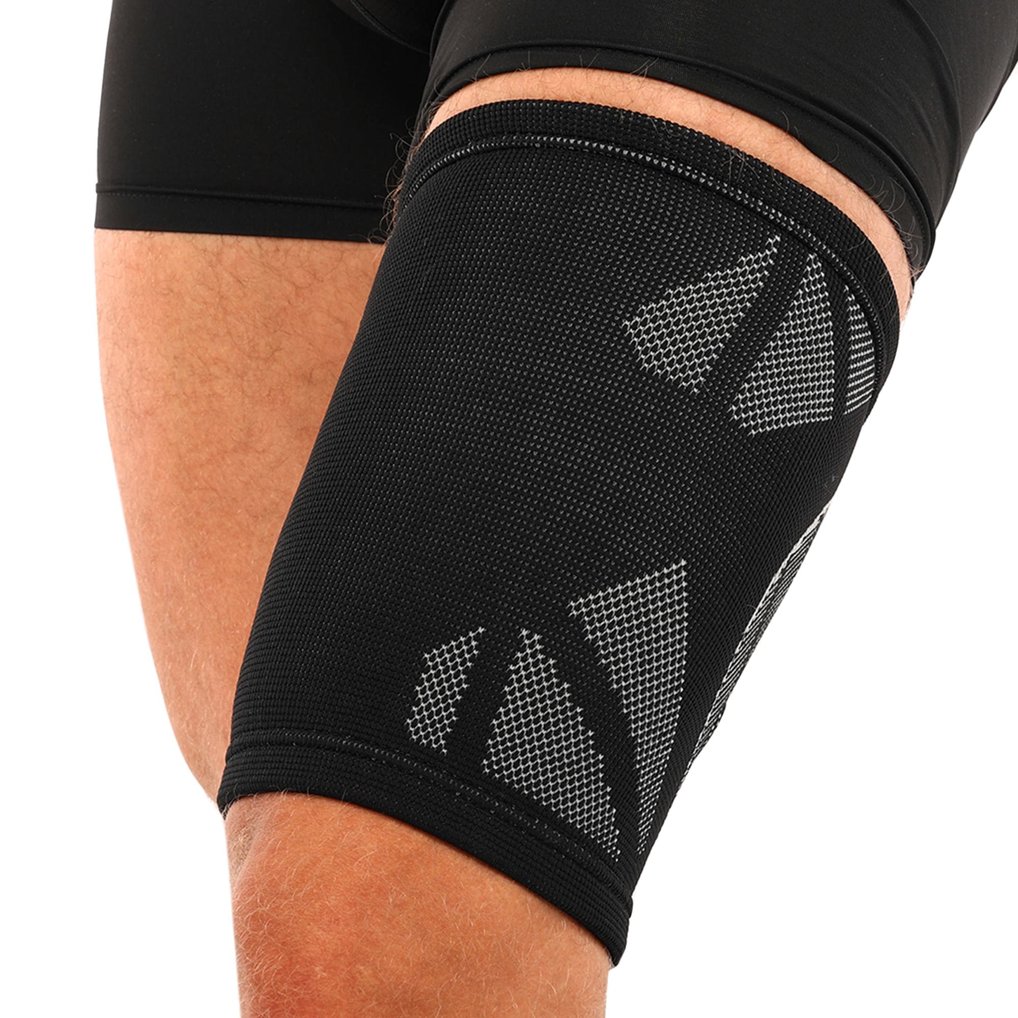 Бандаж на стегно компресійний для підтримки м'язів SIBOTE ST-2593 М-XL 1шт чорний-сірий