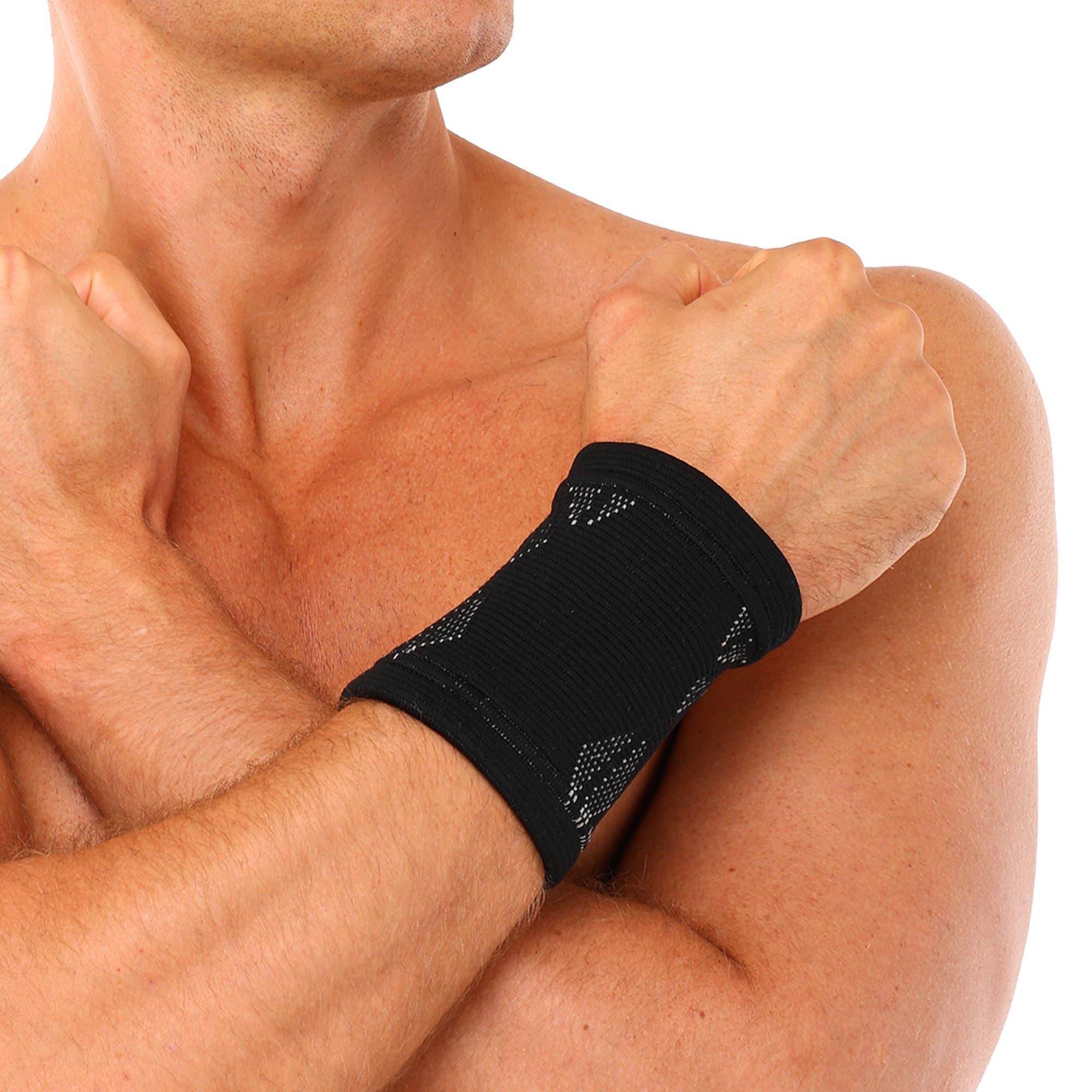 Напульсник спортивний еластичний для фіксації зап'ястя SIBOTE ST-2588 M-XL 1шт чорний-сірий