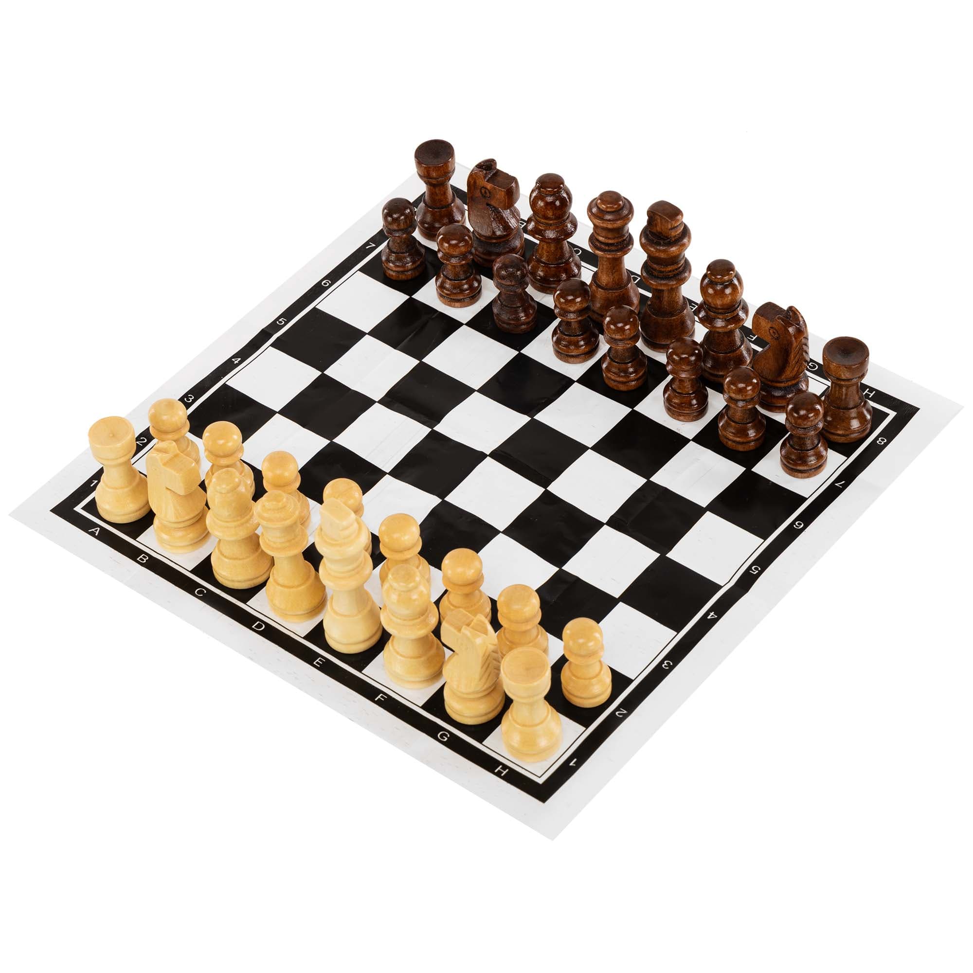 Шахи настільна гра дерев'яні з вініловим ігровим полем SP-Sport 202P розмір короля 5,4 см пішаки 2,6 см