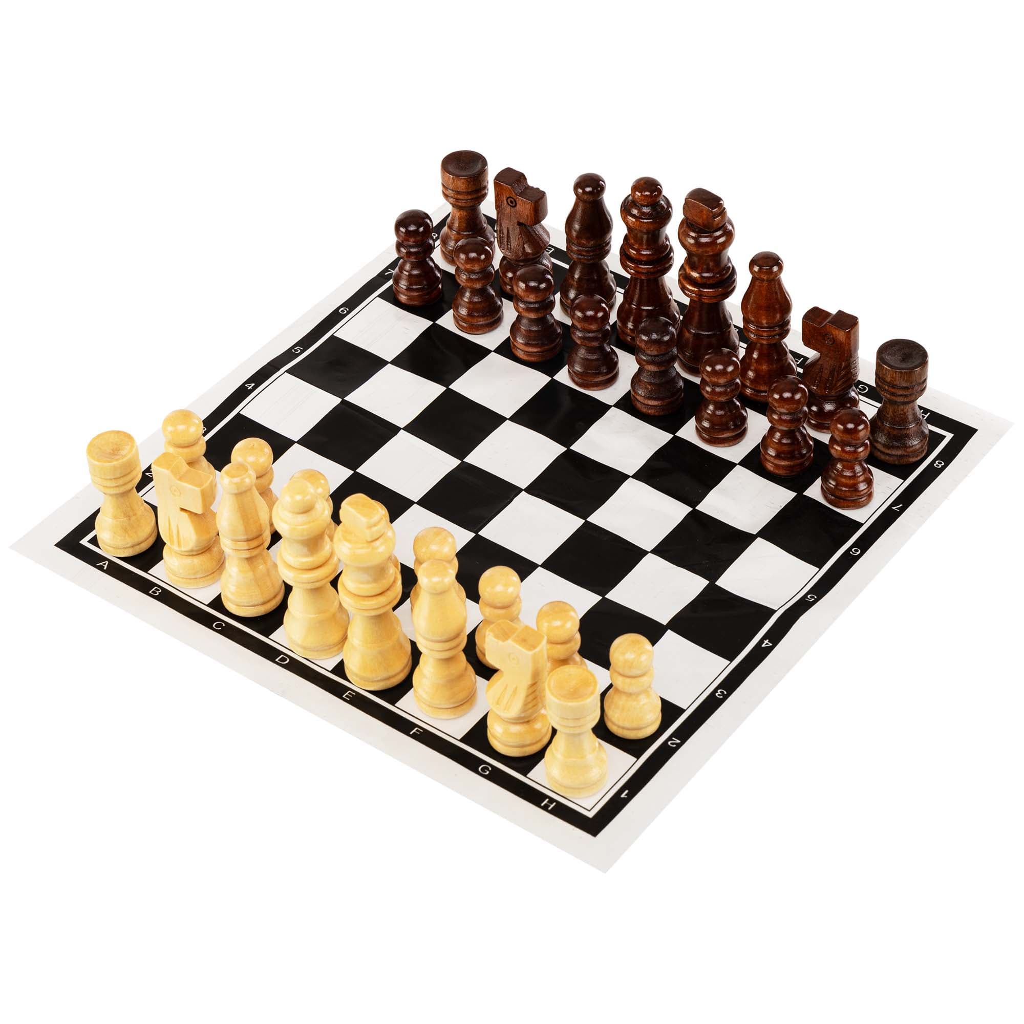 Шахи настільна гра дерев'яні з вініловим ігровим полем SP-Sport 205P розмір короля 7 см пішаки 3 см