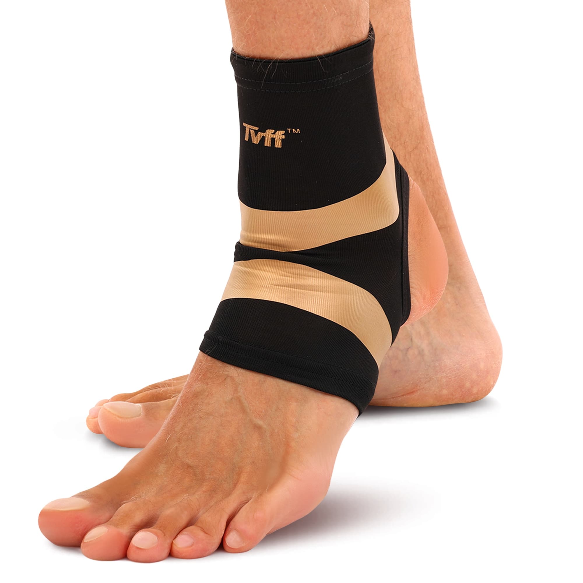Бандаж на гомілковостоп еластичний TVFF 904301 розмір S-XL 1шт чорний-золотий