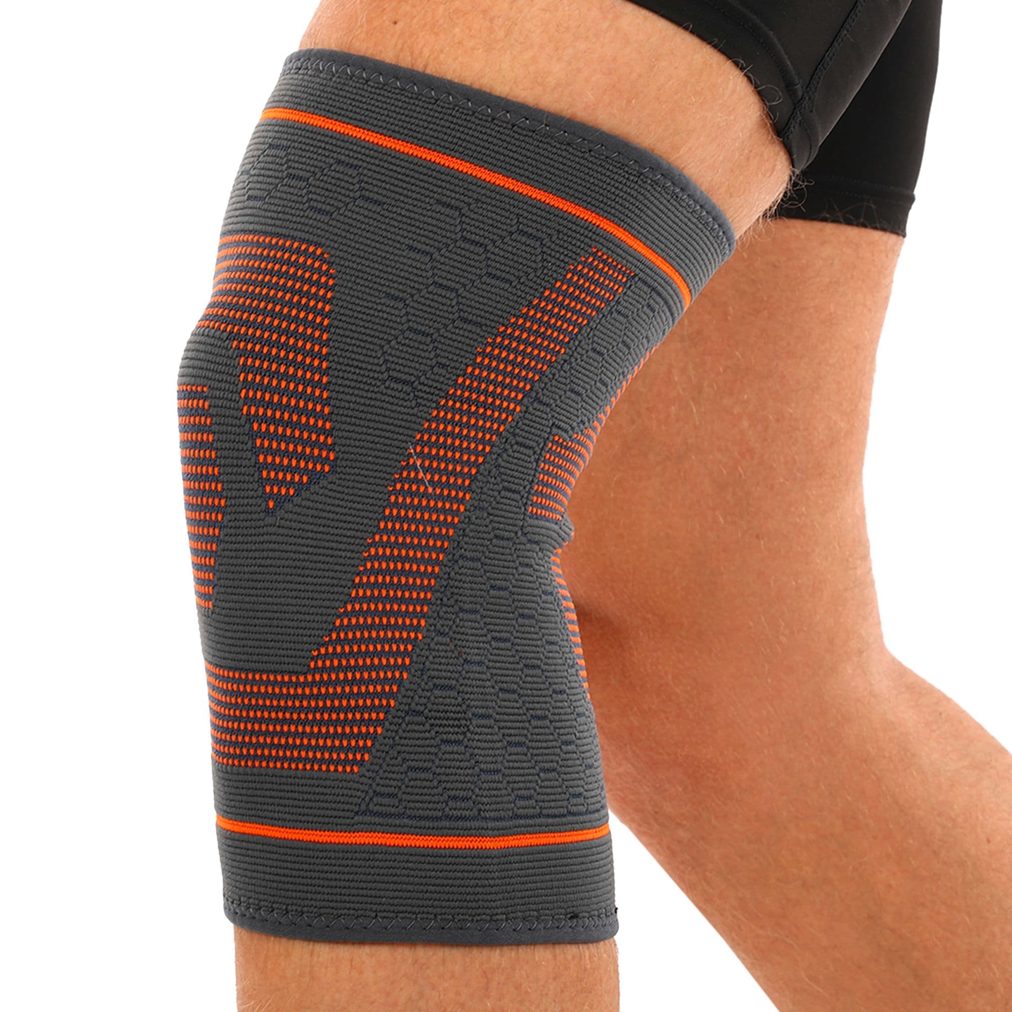 Наколінник спортивний еластичний компресійний SIBOTE ST-955 S-XL 1шт сірий-помаранчевий