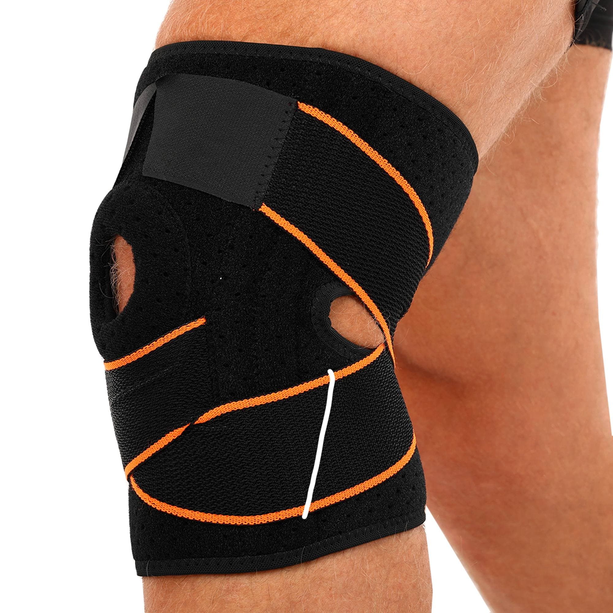 Наколінник регульований з відкритою колінною чашкою ребрами жорсткості та фіксуючим ременем MUTE 9014 1шт чорний