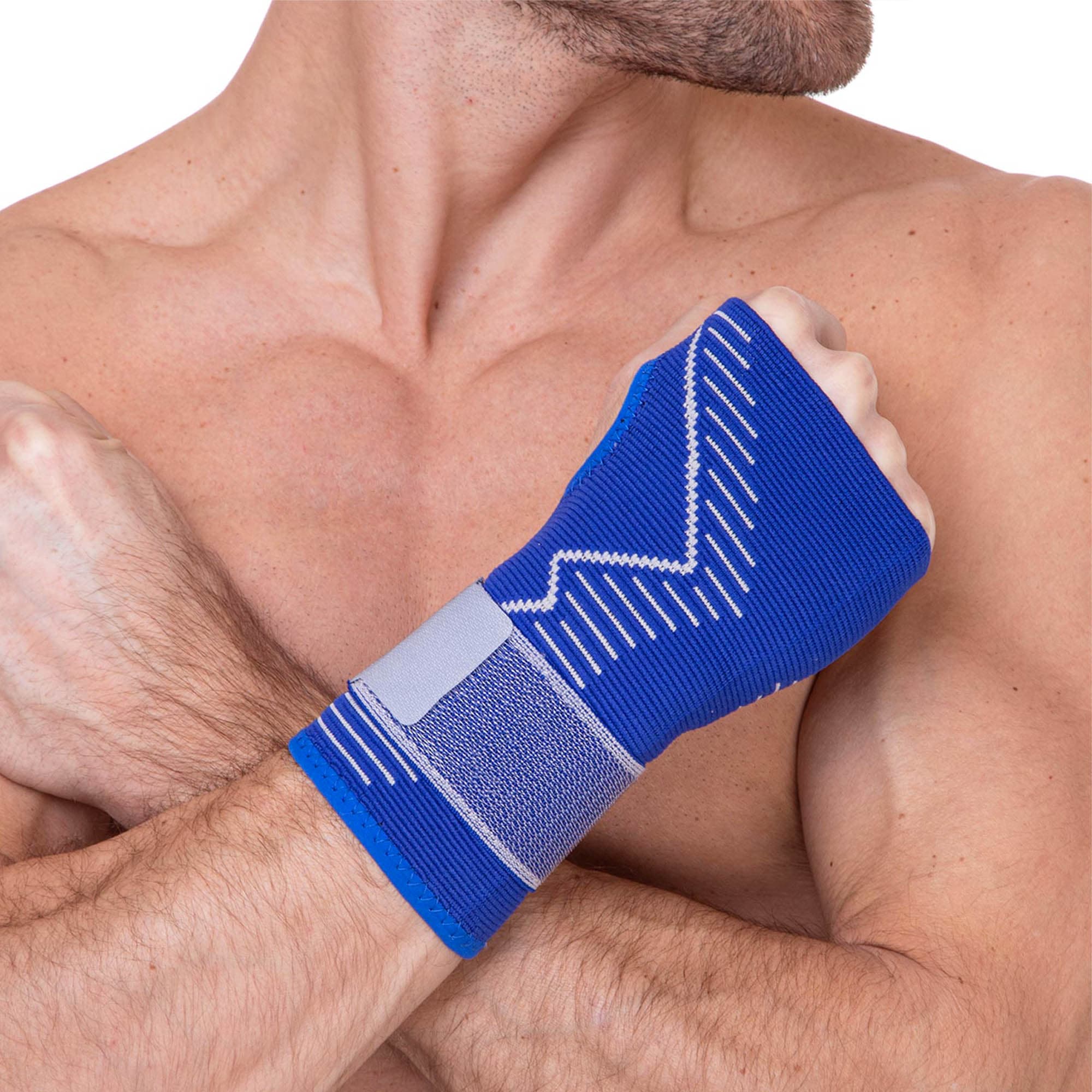 Фіксатор зап'ястя еластичний спортивний SIBOTE ST-7023 S-XL 1шт синій