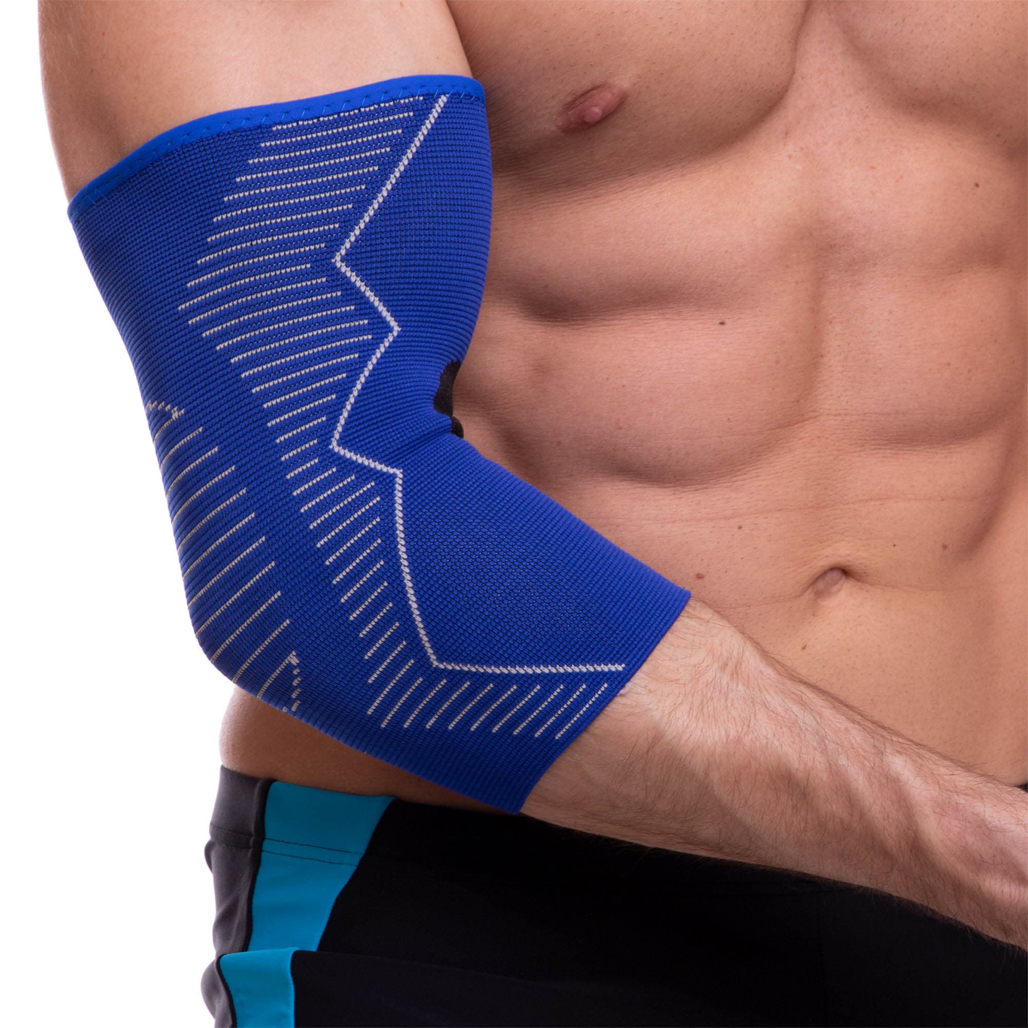Налокотник спортивний еластичний компресійний SIBOTE ST-7026 S-XL 1шт синій