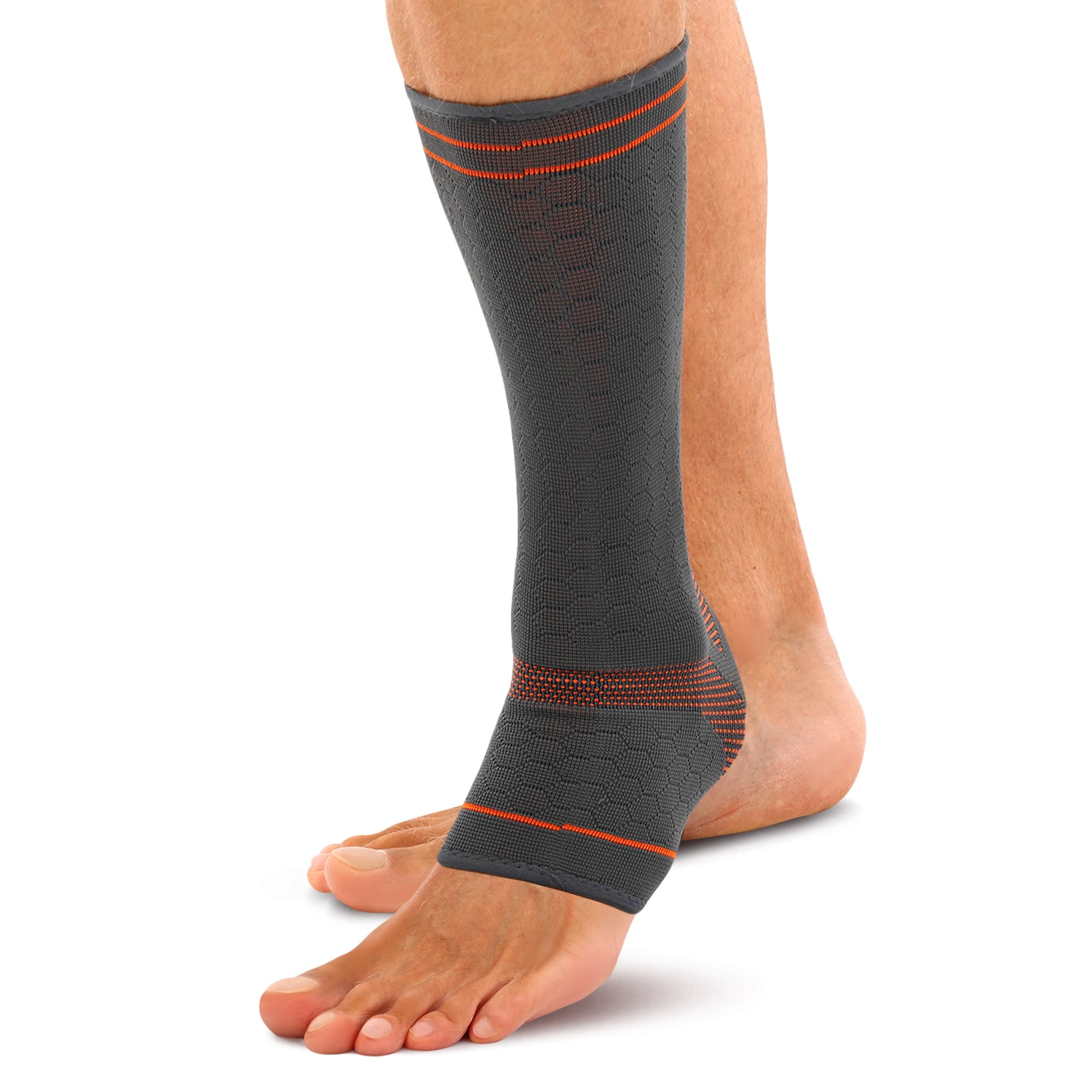 Бандаж на гомілковостоп еластичний SIBOTE ST-947 розмір S-XL 1шт сірий-помаранчевий