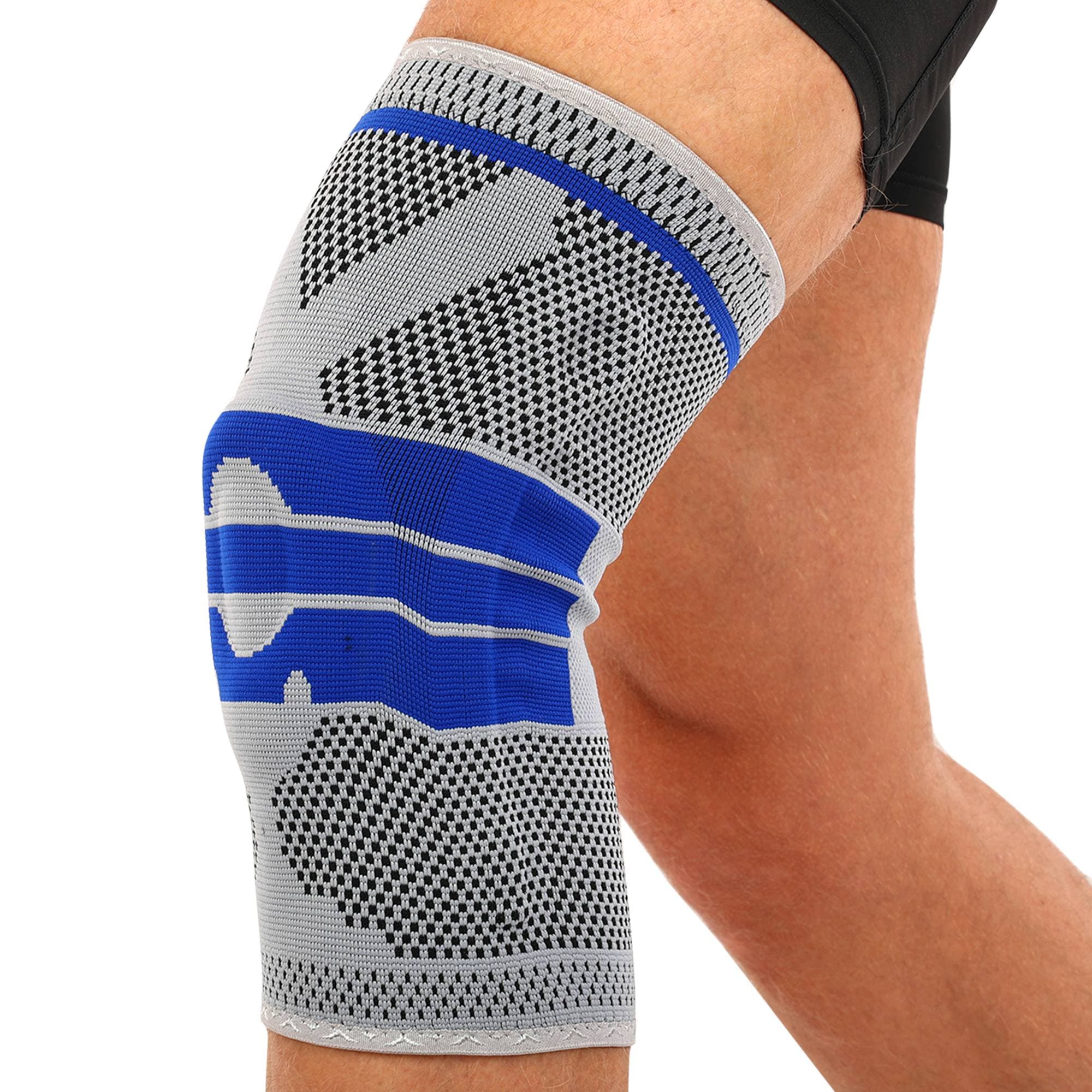 Наколінник еластичний з ребрами жорсткості та силіконовим пателярним кільцем MUTE 9065 M-XL 1шт кольори в асортименті