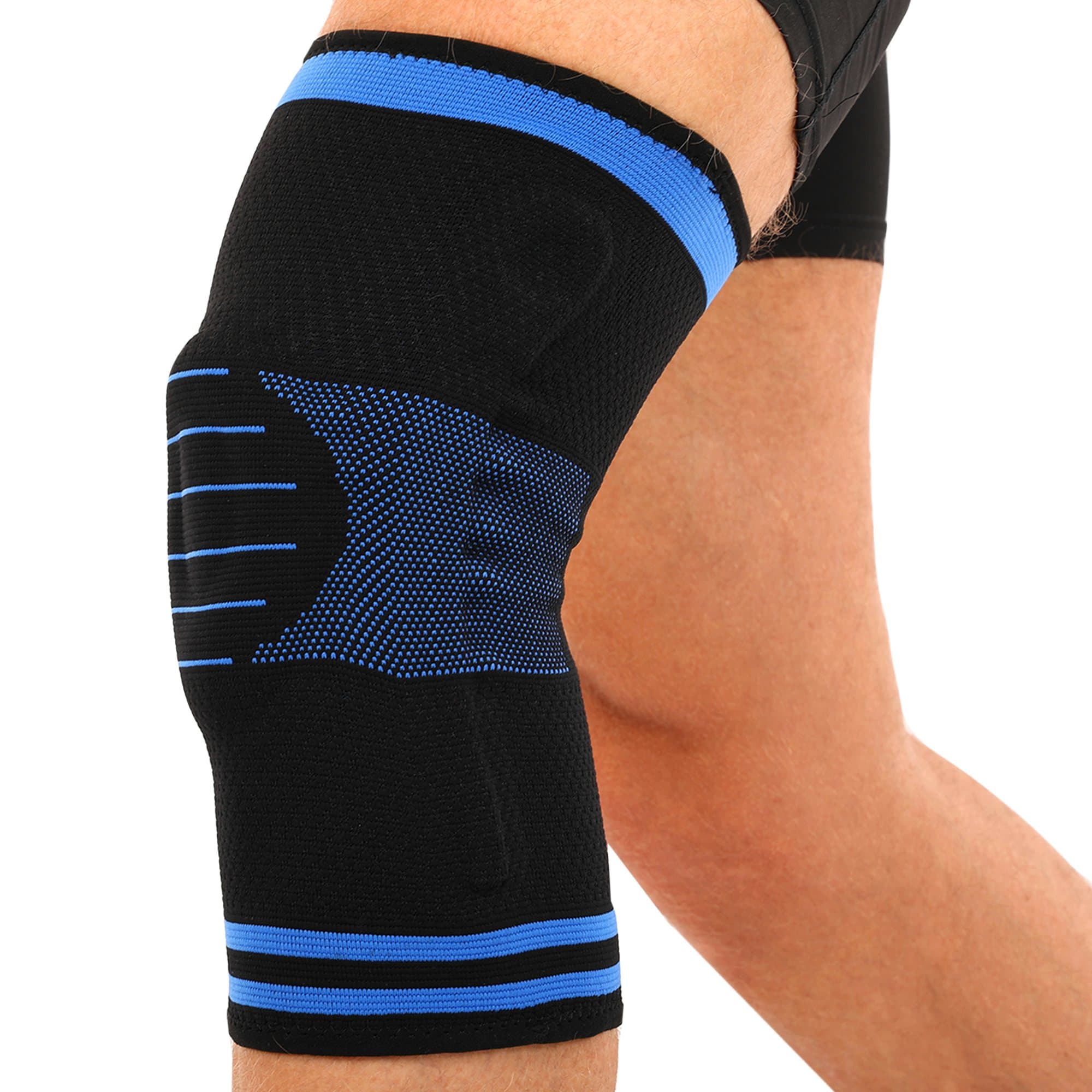 Наколінник еластичний з ребрами жорсткості та силіконовим пателярним кільцем MUTE 9066 M-L 1шт кольори в асортименті