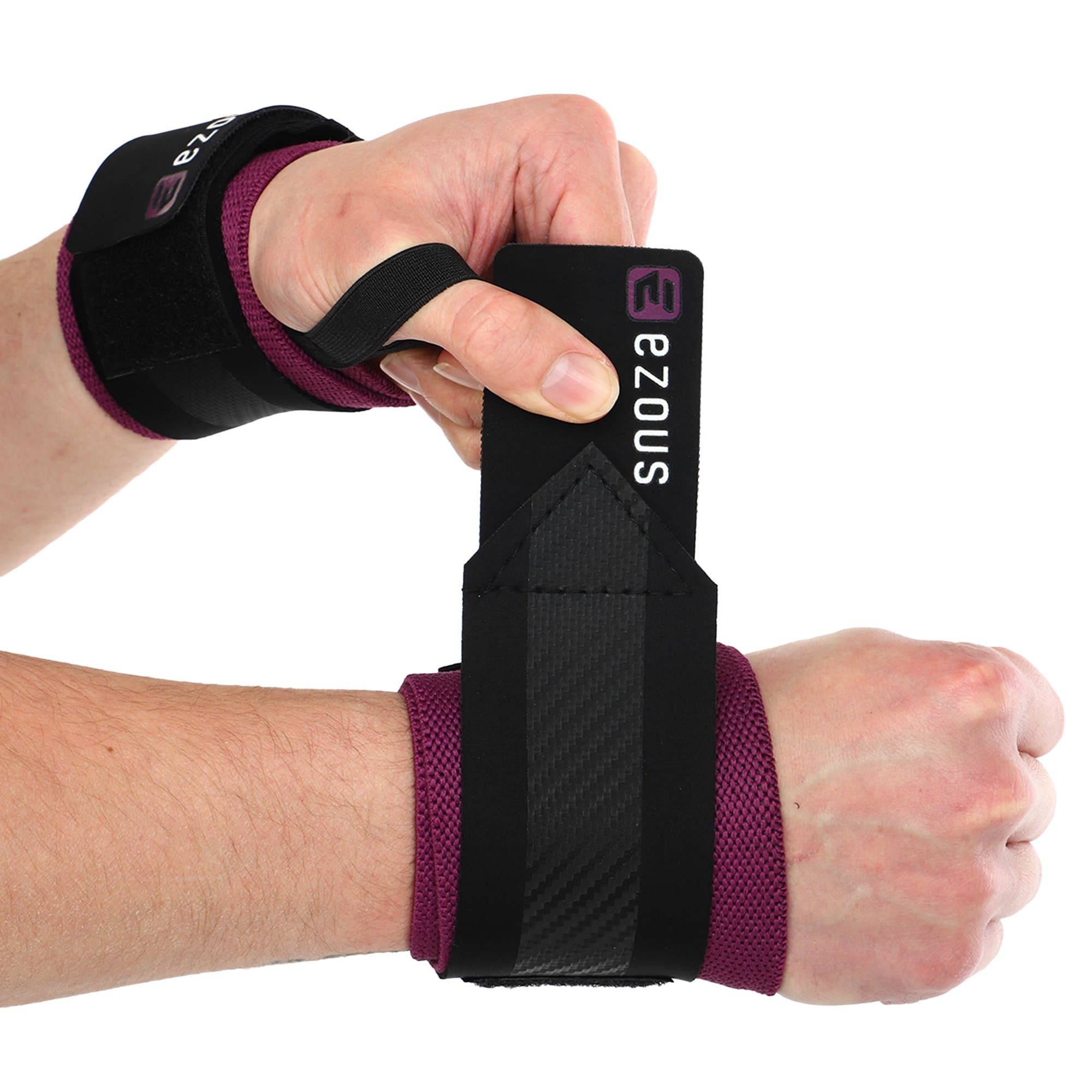 Бинти кистьові для жиму STRENGTH WRIST WRAPS EZOUS C-05 2штуки чорний-фіолетовий